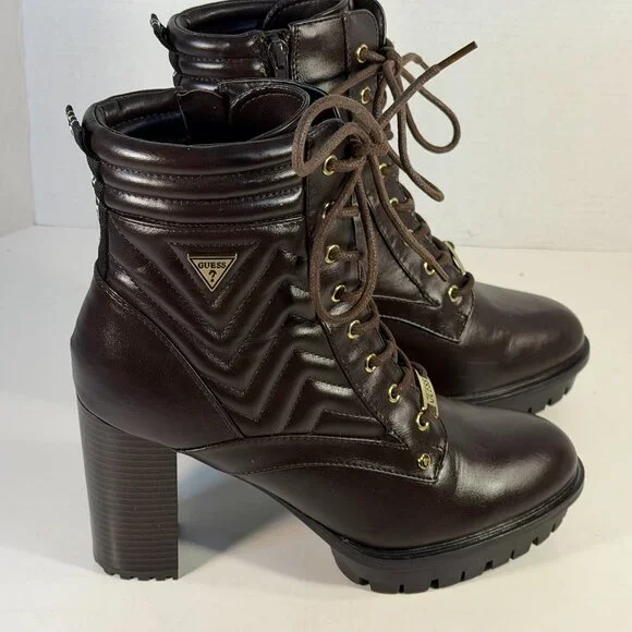 Women's size 10M brown lace-up boots by GUESS - Picture 12 of 16